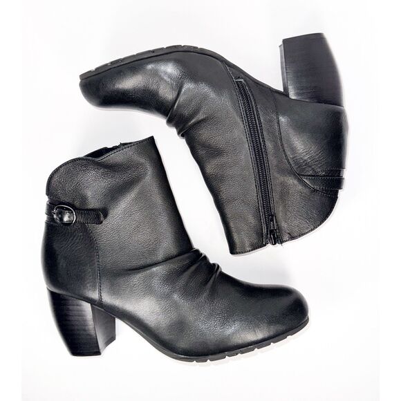 L'Amour Des Pieds Black Leather Ankle Boots Buttery Soft Bootie Buckle Block 6.5 - Picture 16 of 16